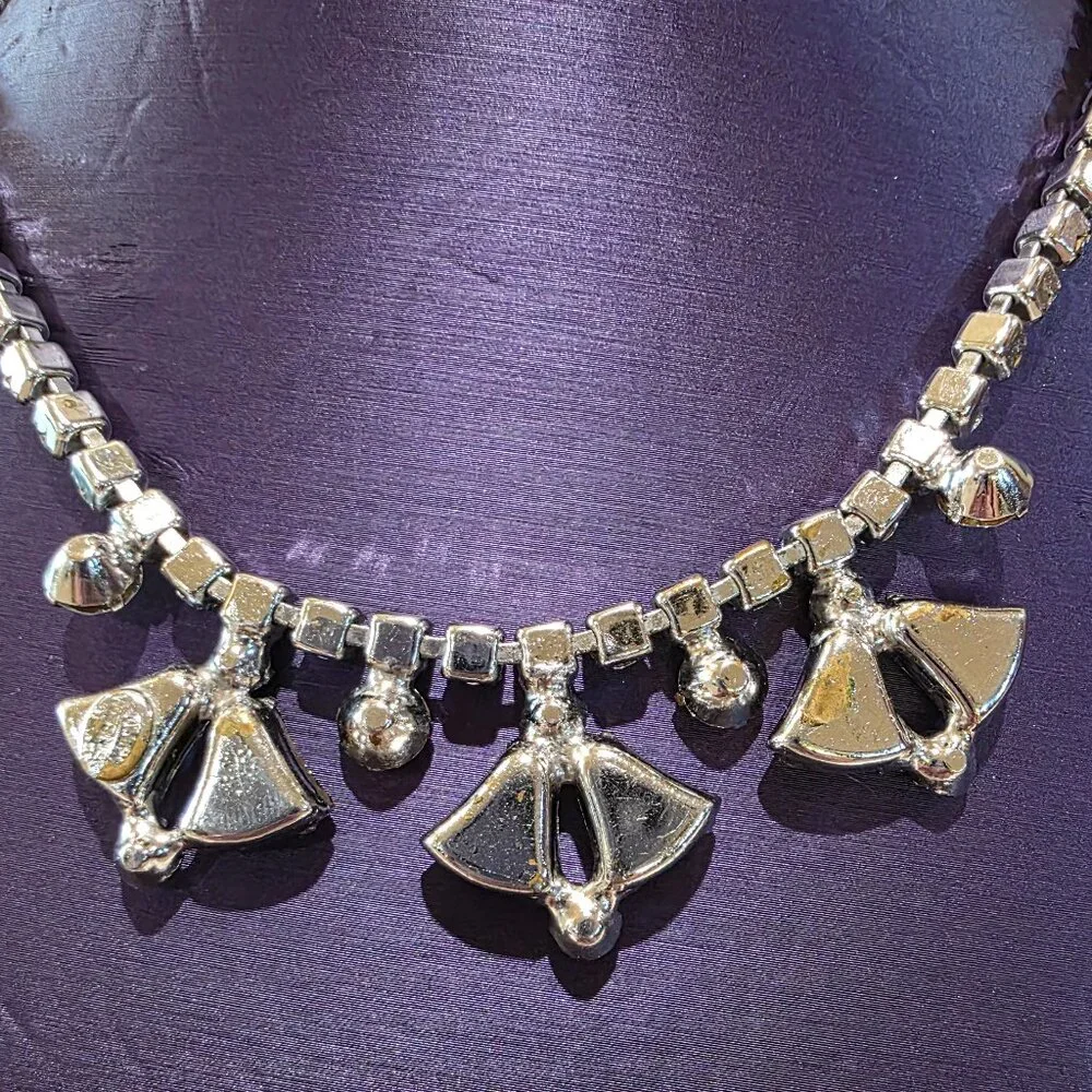 1940-1954 Joseph Weisner NY Brilliant Crystal Drop Rhinestone Statement Necklace